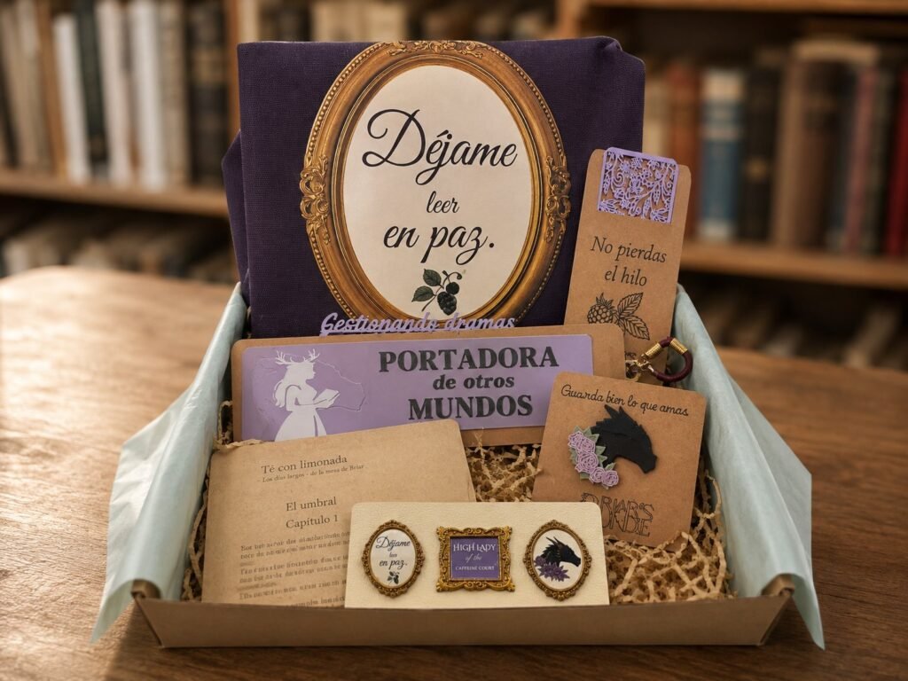 La caja abierta, en morado